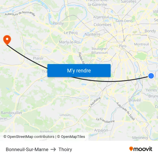 Bonneuil-Sur-Marne to Thoiry map