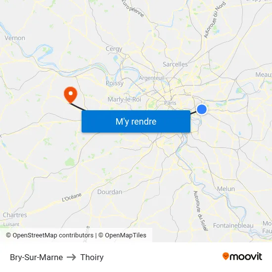 Bry-Sur-Marne to Thoiry map