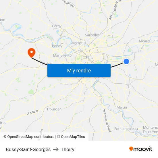 Bussy-Saint-Georges to Thoiry map