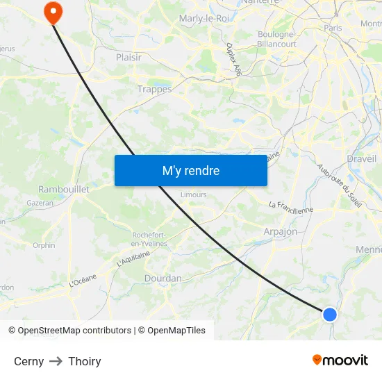 Cerny to Thoiry map