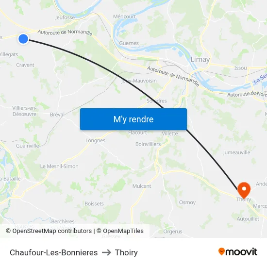 Chaufour-Les-Bonnieres to Thoiry map