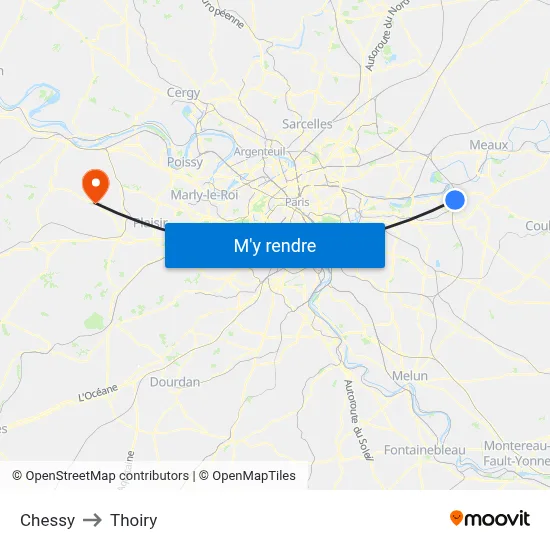 Chessy to Thoiry map