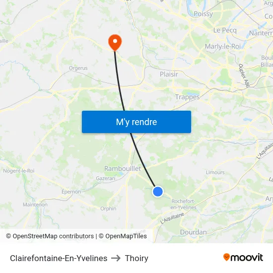 Clairefontaine-En-Yvelines to Thoiry map