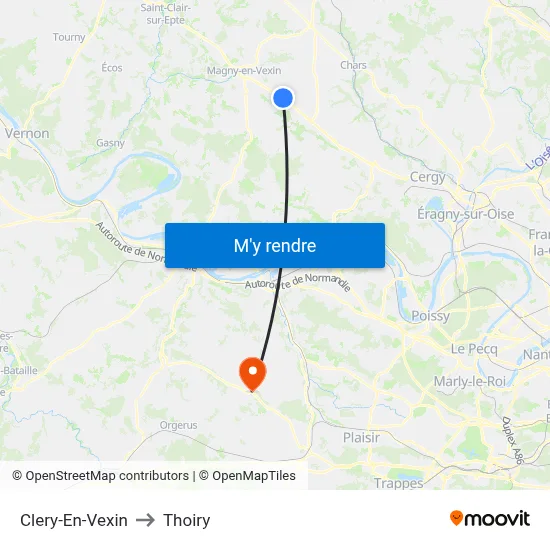Clery-En-Vexin to Thoiry map