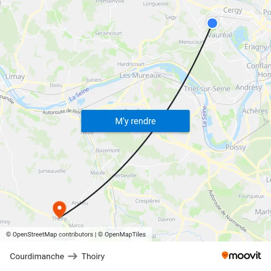 Courdimanche to Thoiry map