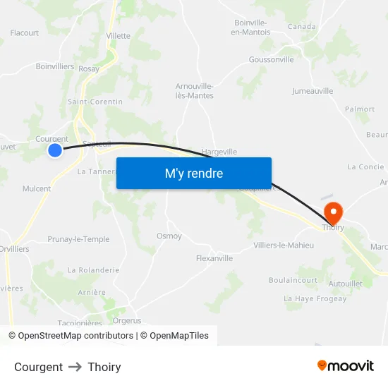 Courgent to Thoiry map