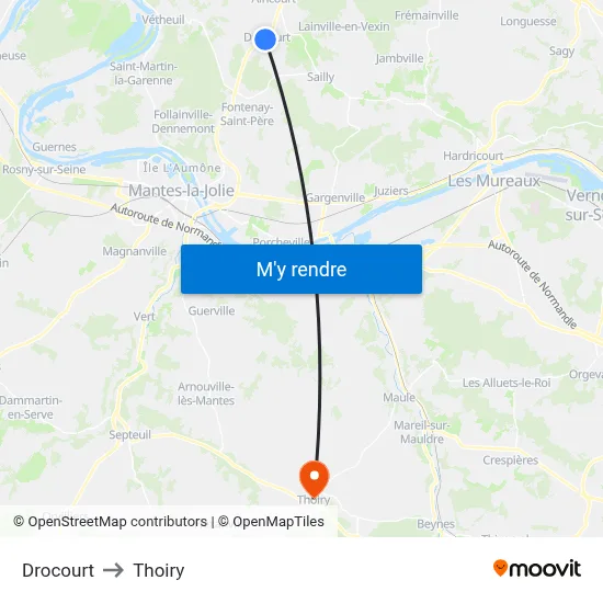 Drocourt to Thoiry map