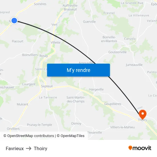 Favrieux to Thoiry map