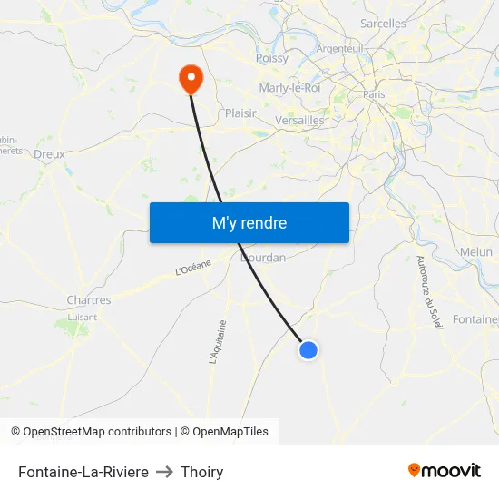 Fontaine-La-Riviere to Thoiry map