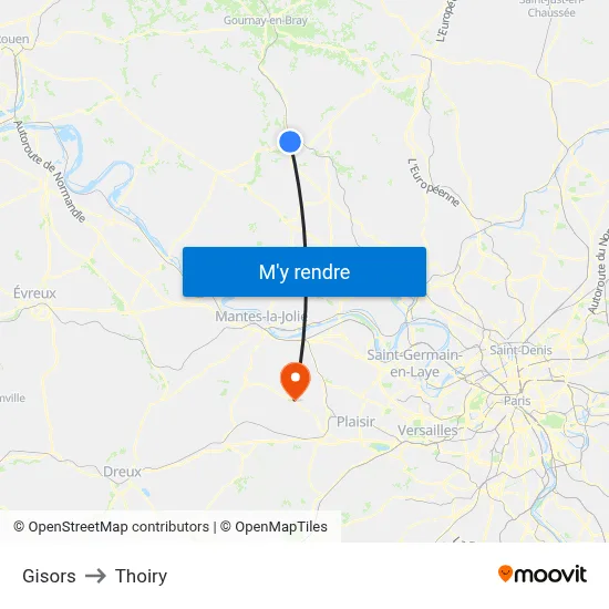 Gisors to Thoiry map