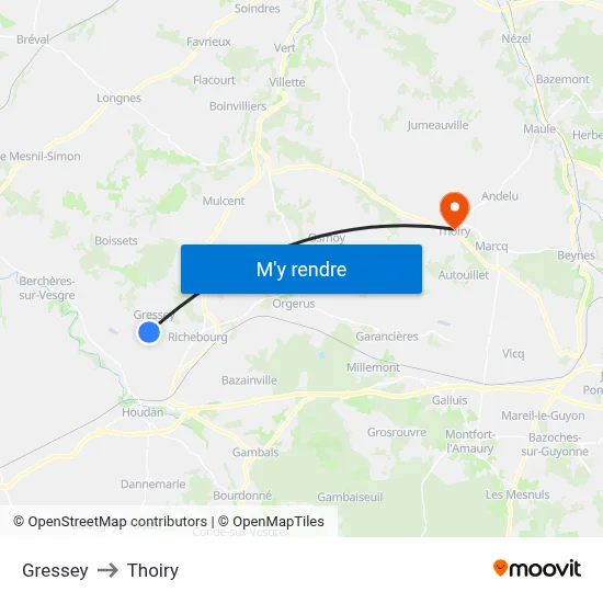 Gressey to Thoiry map