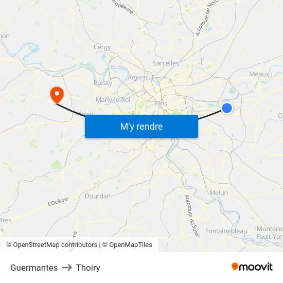 Guermantes to Thoiry map