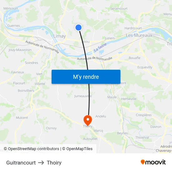 Guitrancourt to Thoiry map