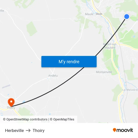 Herbeville to Thoiry map