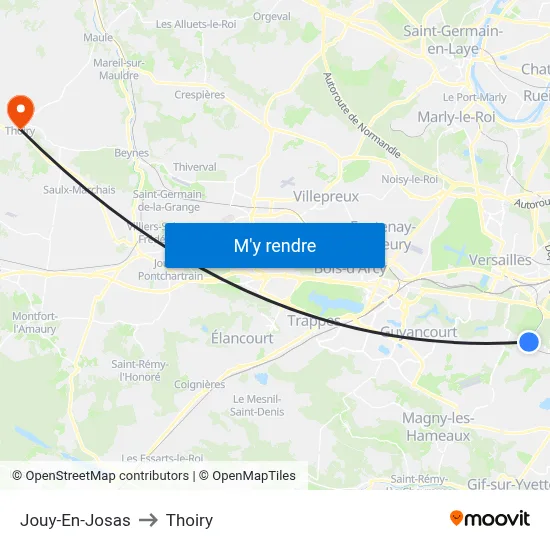 Jouy-En-Josas to Thoiry map