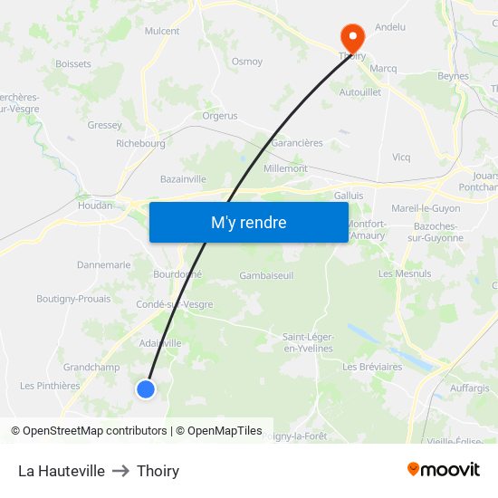 La Hauteville to Thoiry map