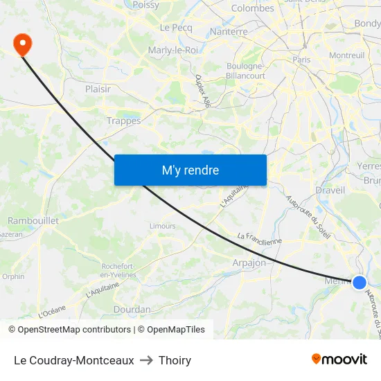 Le Coudray-Montceaux to Thoiry map