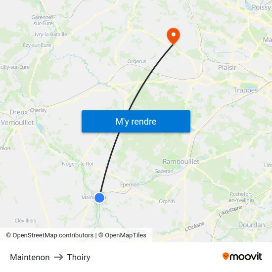 Maintenon to Thoiry map