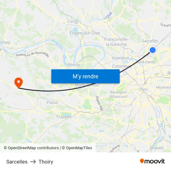 Sarcelles to Thoiry map