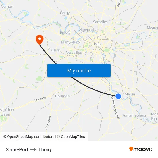 Seine-Port to Thoiry map