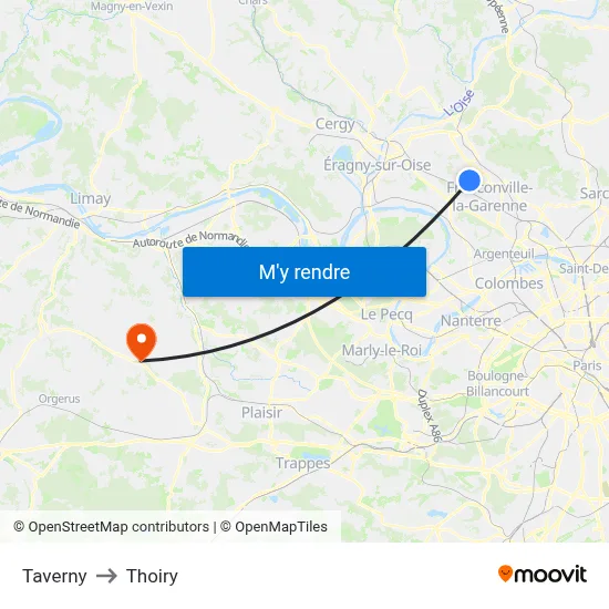 Taverny to Thoiry map