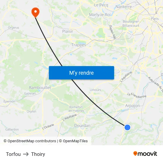 Torfou to Thoiry map