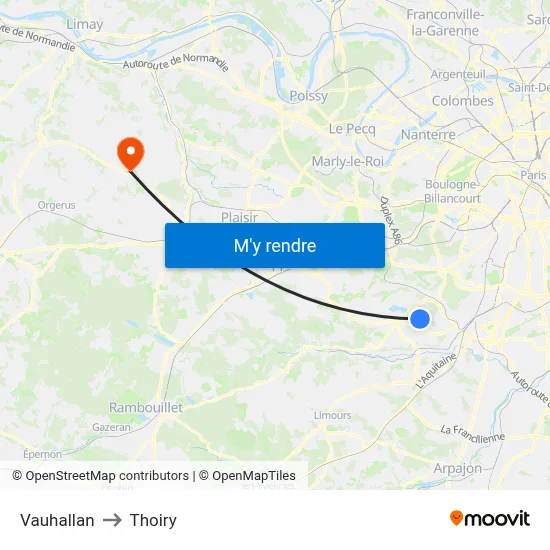 Vauhallan to Thoiry map