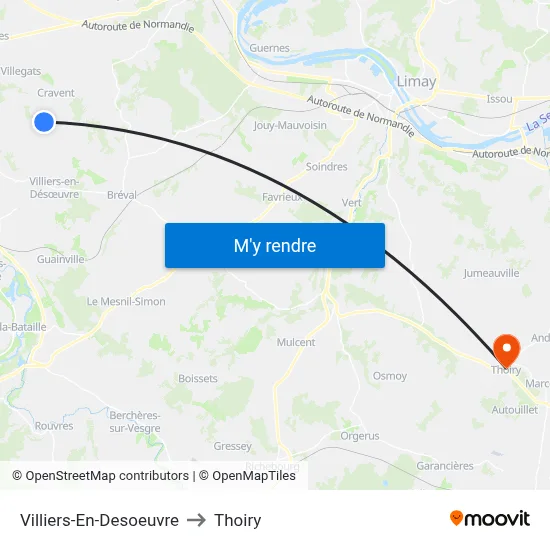 Villiers-En-Desoeuvre to Thoiry map