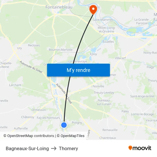 Bagneaux-Sur-Loing to Thomery map
