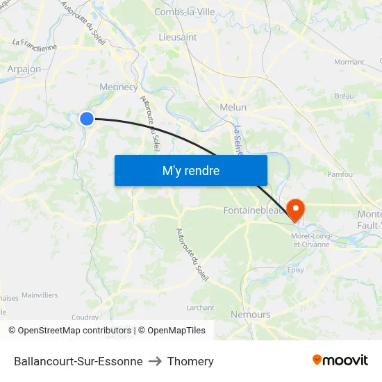 Ballancourt-Sur-Essonne to Thomery map