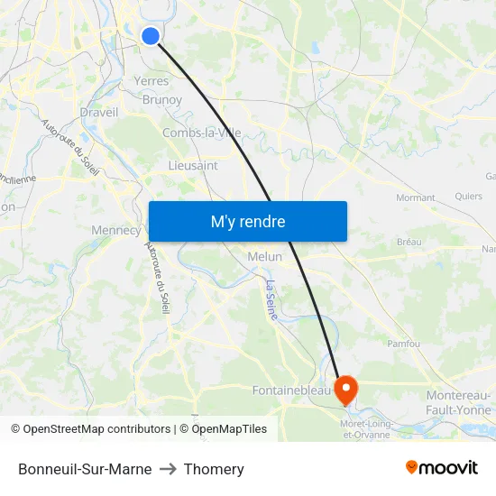 Bonneuil-Sur-Marne to Thomery map