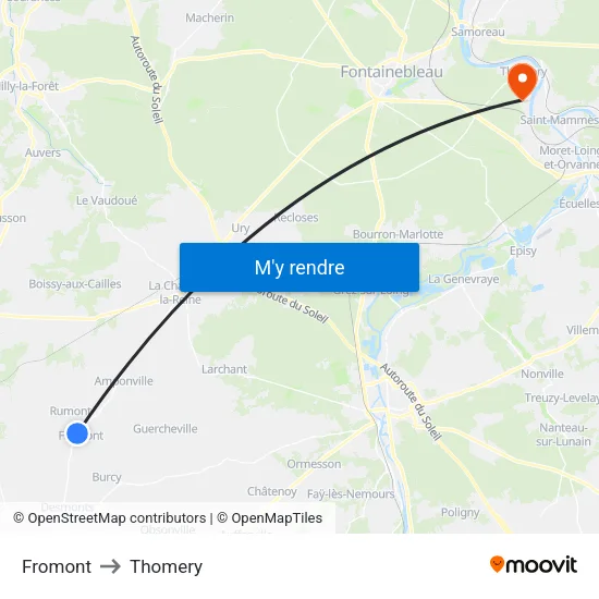 Fromont to Thomery map