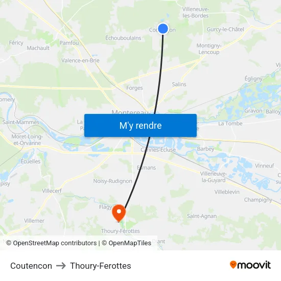 Coutencon to Thoury-Ferottes map