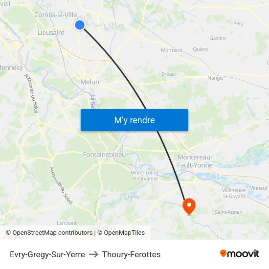 Evry-Gregy-Sur-Yerre to Thoury-Ferottes map