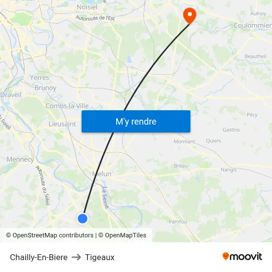Chailly-En-Biere to Tigeaux map