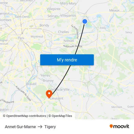 Annet-Sur-Marne to Tigery map