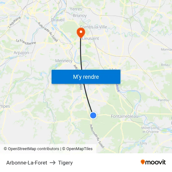 Arbonne-La-Foret to Tigery map