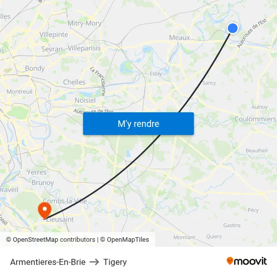 Armentieres-En-Brie to Tigery map
