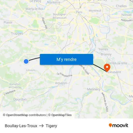 Boullay-Les-Troux to Tigery map