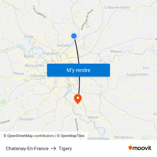 Chatenay-En-France to Tigery map