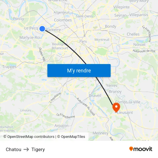 Chatou to Tigery map