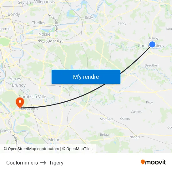 Coulommiers to Tigery map