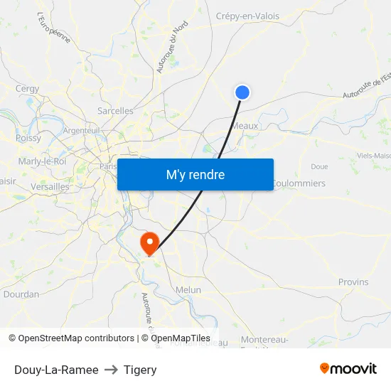 Douy-La-Ramee to Tigery map