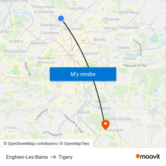 Enghien-Les-Bains to Tigery map