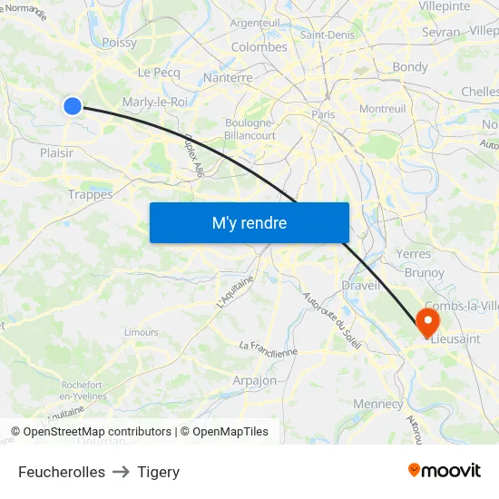 Feucherolles to Tigery map