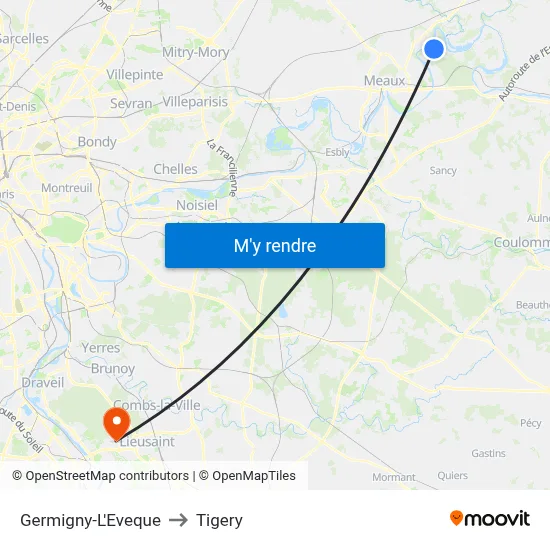 Germigny-L'Eveque to Tigery map
