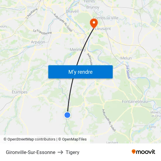 Gironville-Sur-Essonne to Tigery map