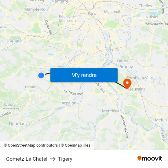 Gometz-Le-Chatel to Tigery map