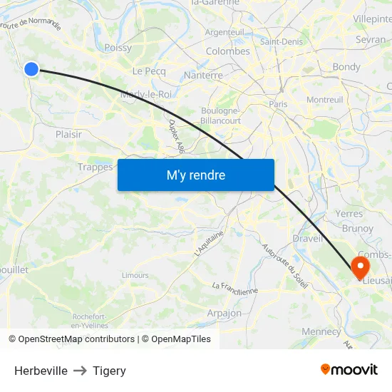Herbeville to Tigery map