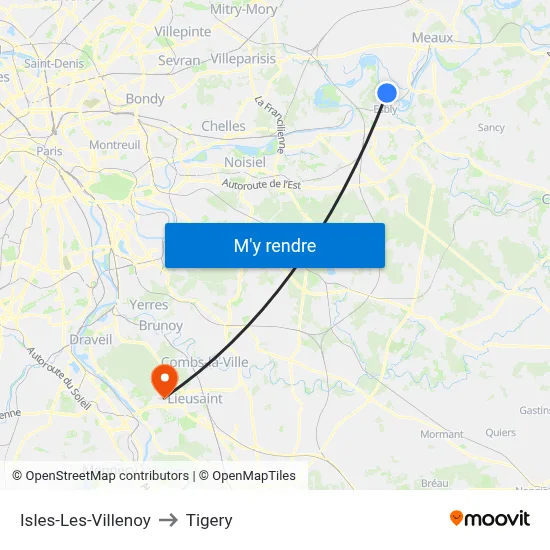 Isles-Les-Villenoy to Tigery map